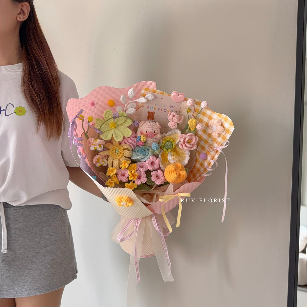 Little Crochet Piggie Garden Bouquet