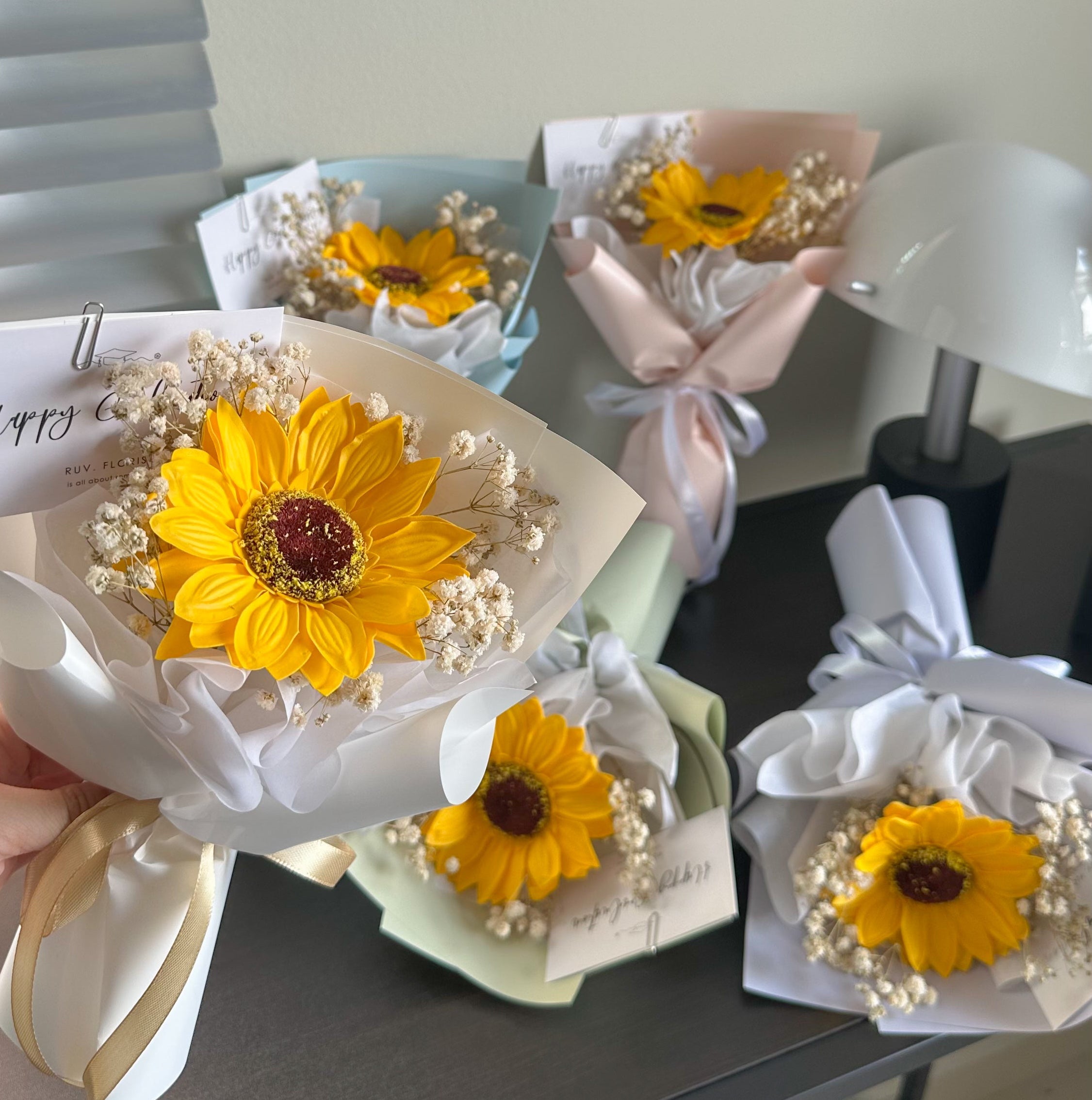 Mini Sunflower w/ Babybreath Bouquet