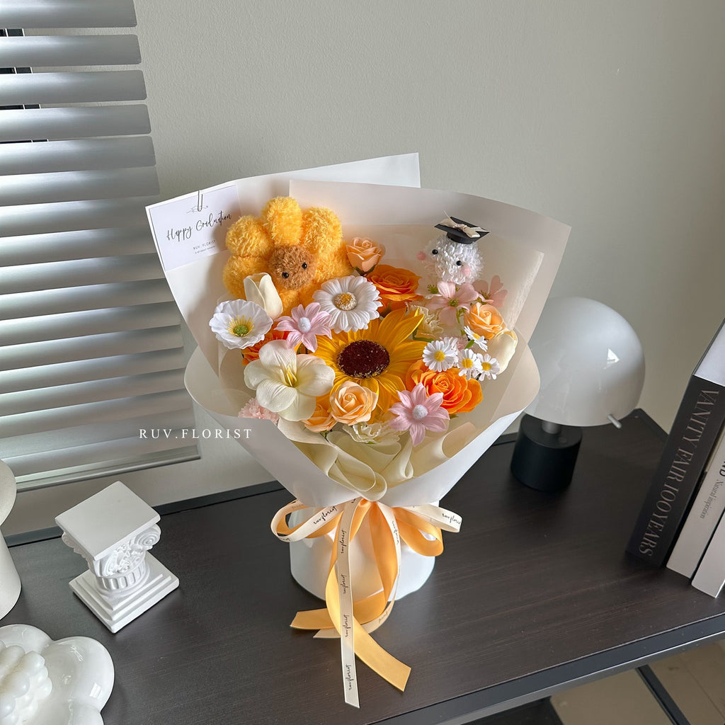 Plushie Smile Sunflower Soap Graduate Bouquet