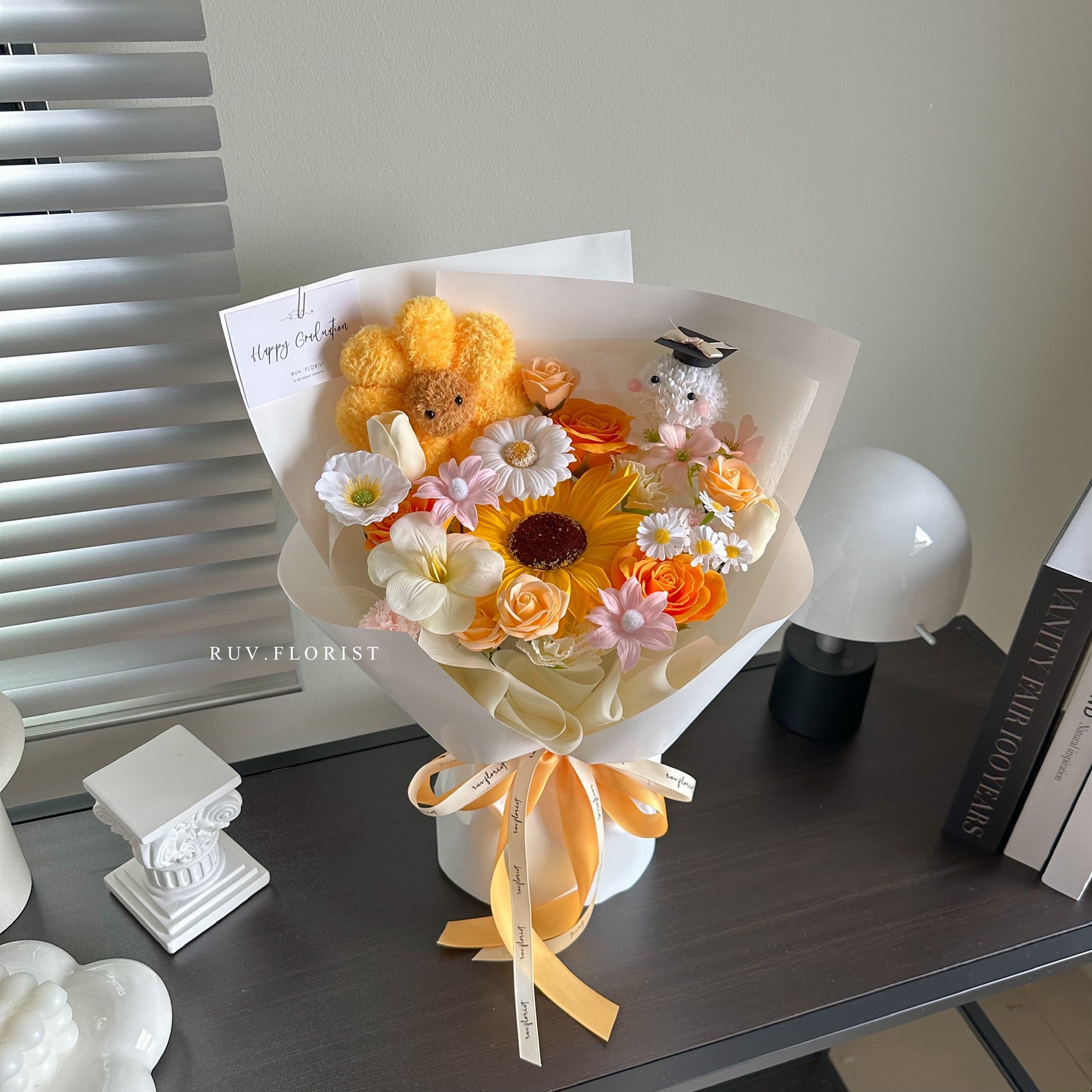 Plushie Smile Sunflower Soap Graduate Bouquet