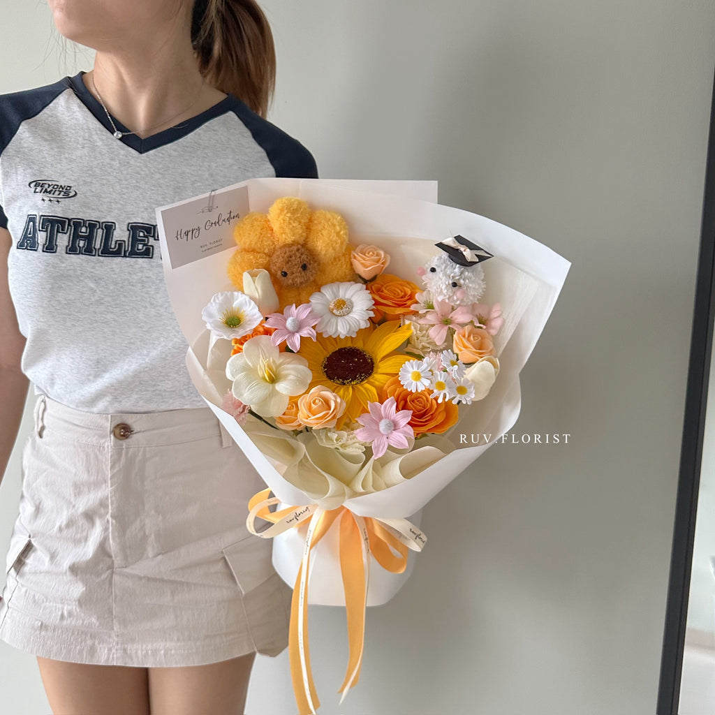 Plushie Smile Sunflower Soap Graduate Bouquet